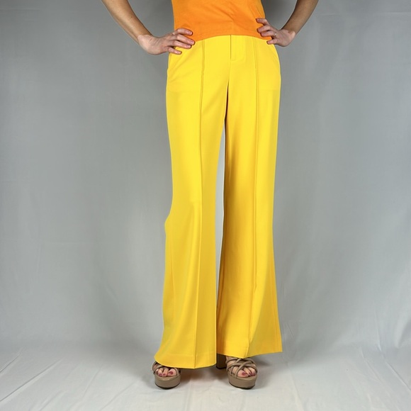 Alice + Olivia Dylan High Waisted Wide Leg Pant Goldenrod size 4 - Picture 3 of 17